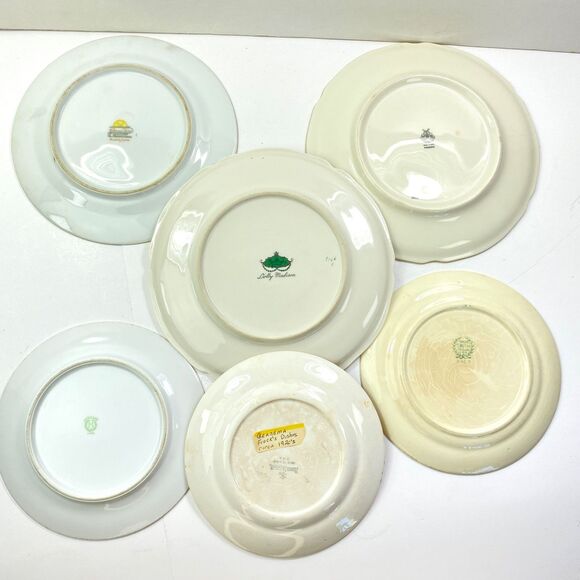 Vintage Lot of Set of 6 Bread and Desert Plates 6-8" Floral Japan USA Back Stamp - Picture 8 of 14